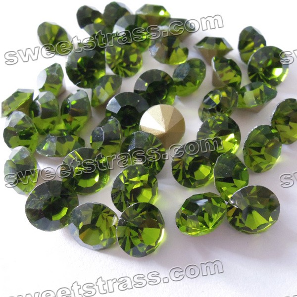China Pointed Back Crystals Chatons Olivine