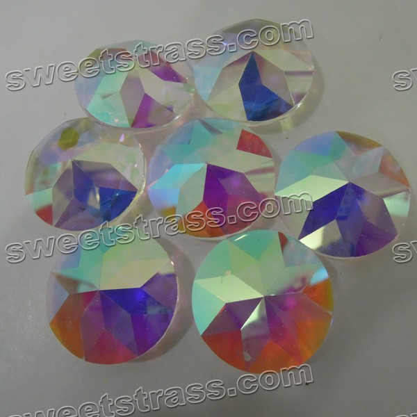 Faceted Round Shaped Crystal AB Pointed Back Glass Jewels Wholesale