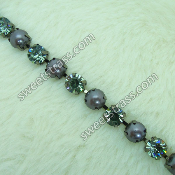Wholesale Pearl Rhinestone Cup Chain Trim Jewelry For Cloth