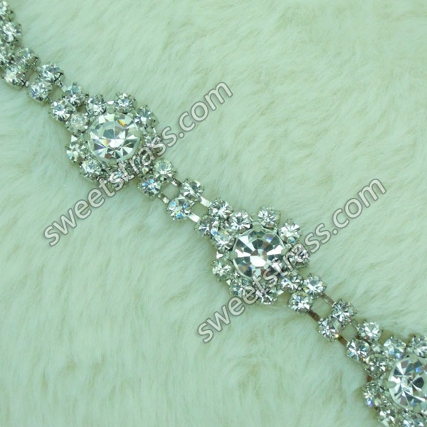 Wholesale Clear Crystal Rhinestone Cup Chain Trim For Dress