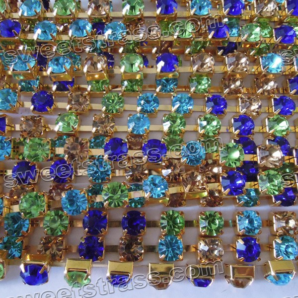 Cupchain With Rhinestones Blue and Green Golden Plated