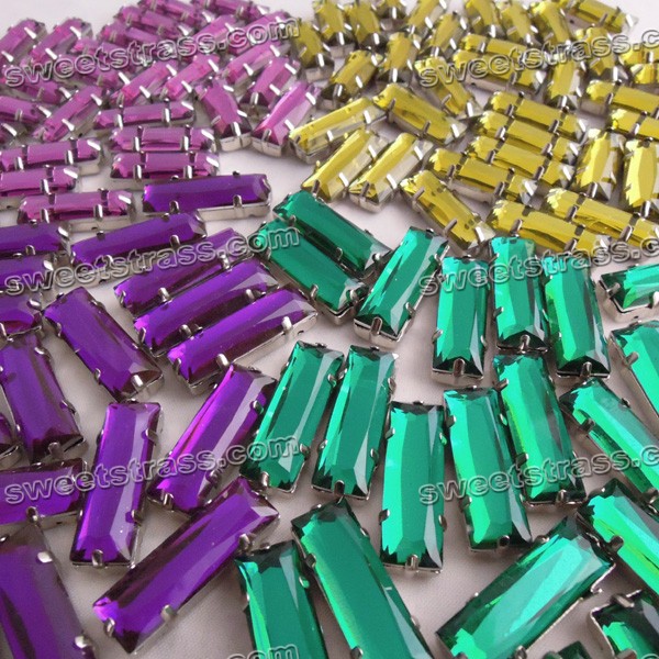 Sew On Acrylic Stones Montees Beads - Rectangle