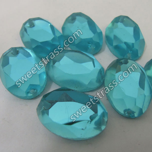 Faceted Oval Shaped Blue Flat Back Strass Stones Wholesale