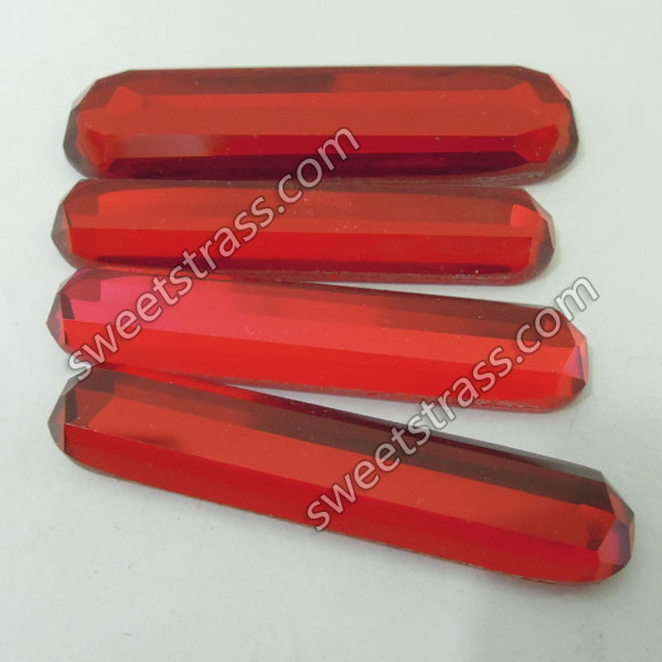 Faceted Rectangle Shaped Red Flat Back Glass Rhinestone Wholesale