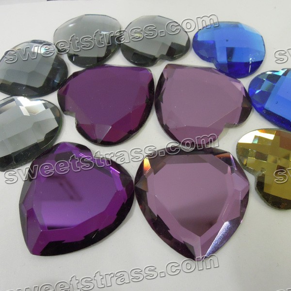 Faceted Heart Shaped Flatback Glass Cabochons Wholesale