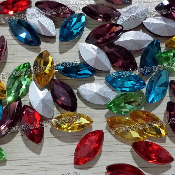 Faceted Oval Shaped Pointed Back Glass Gems Stones Wholesale