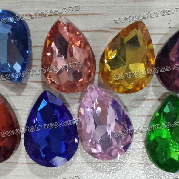 Faceted Tear Drop Shaped Pointed Back Glass Jewels Wholesale
