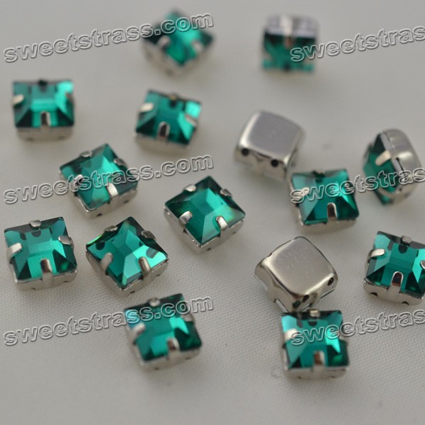 Wholesale Sew On Square Faceted Crystal Jewels In Setting