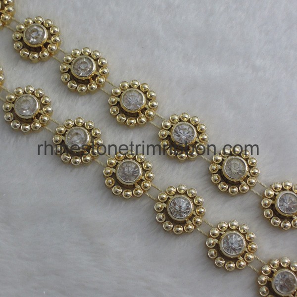 Golden And Silver Plastic Rhinestone Trimming Wholesale