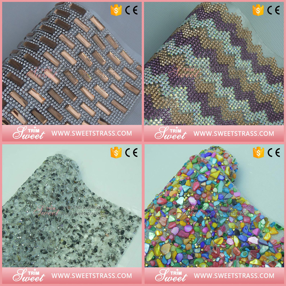 factory wholesale hotfix rhinestone Trimming Mesh for shoes bag garment