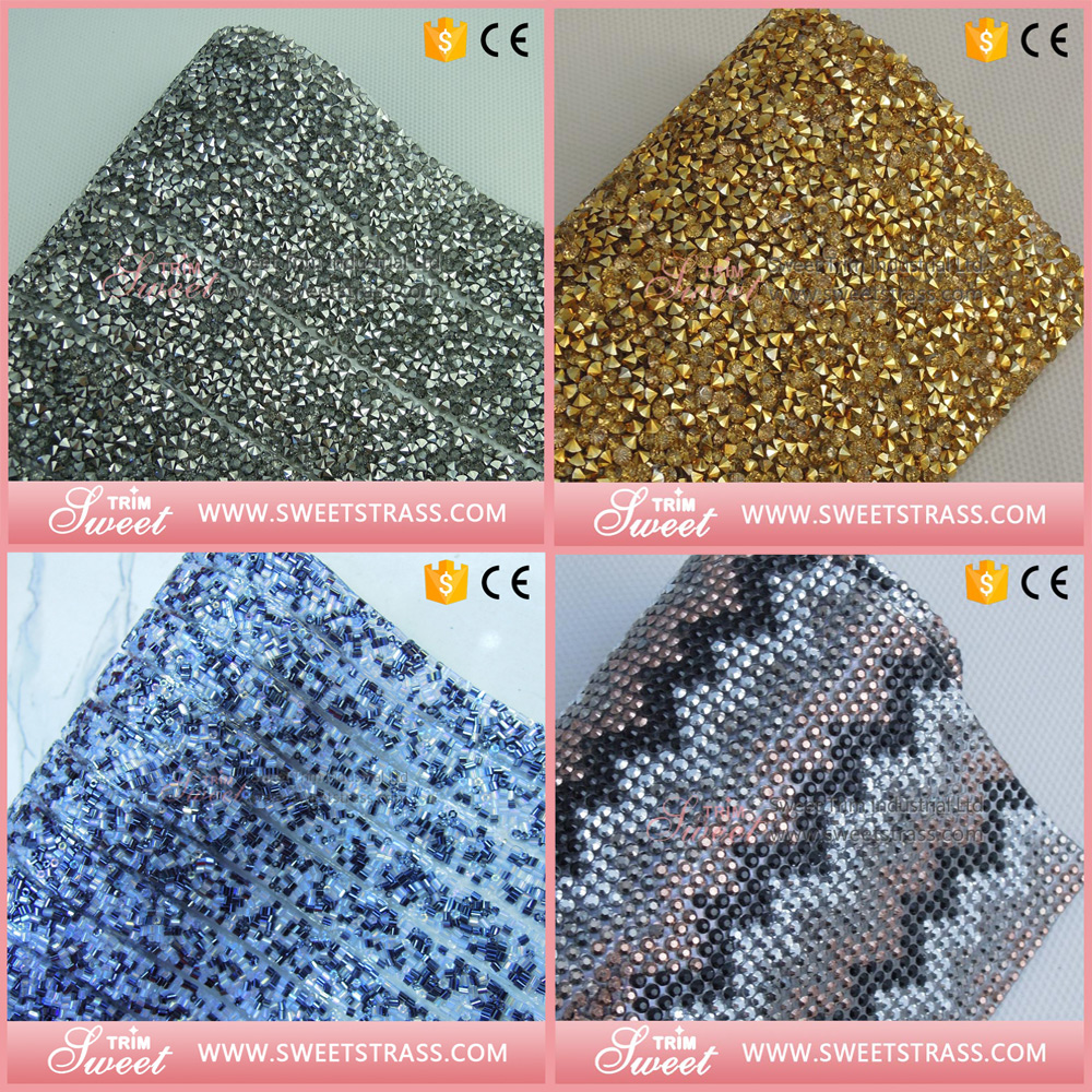 factory wholesale hotfix rhinestone Trimming Mesh for shoes bag garment