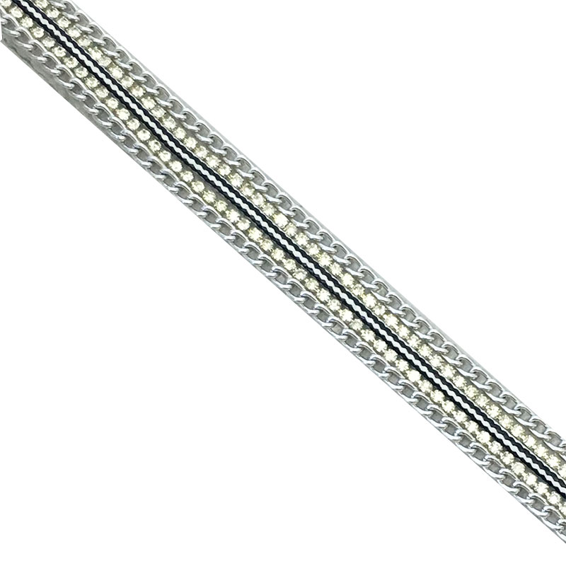 factory direct customize hot fashionable hot lady rhinestone ribbon white+black crystal chain strass 