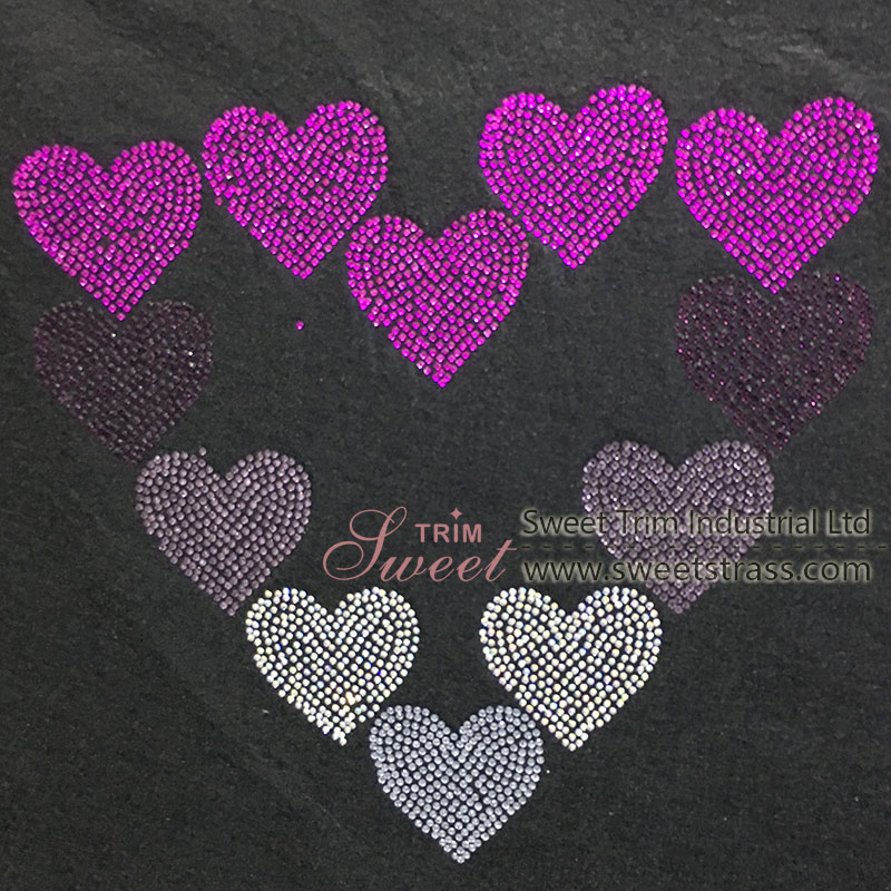 factory direct customize pink heart discount fashionable colourful rhinestone transfer accessory 8