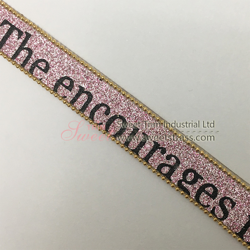 Hot melt glue gold chain black word mesh pink appliques hot fix rhinestone sheet for Shoes Accessories