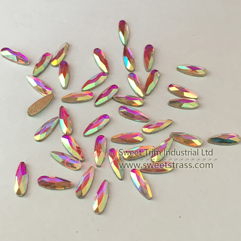 factory wholesale fancy glass stones oval shape crystal rhinestones NON hotfix for nail art designs
