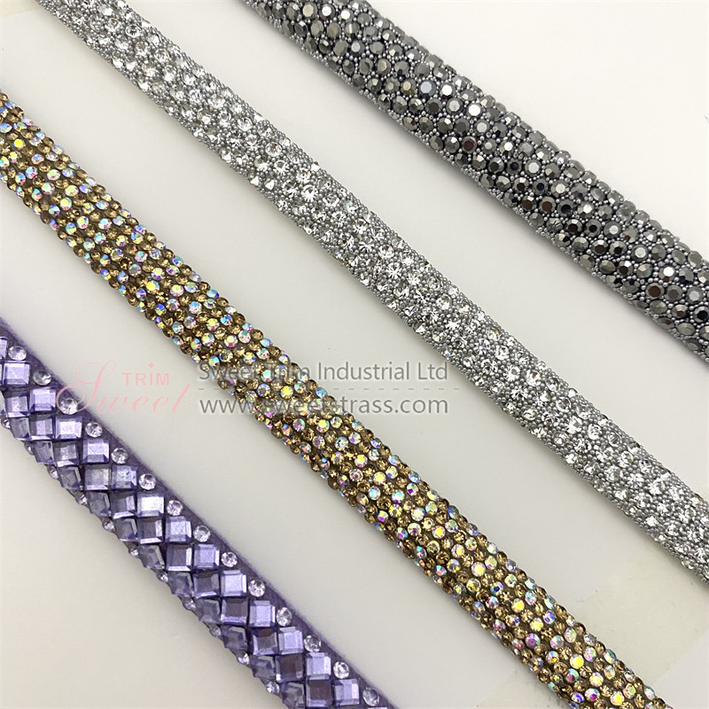 Factory Wholesale Glass Crystals Round Garment Diamond Glitter Rhinestone Wire Hose Rope For Bow Hair Accessories Shoelace