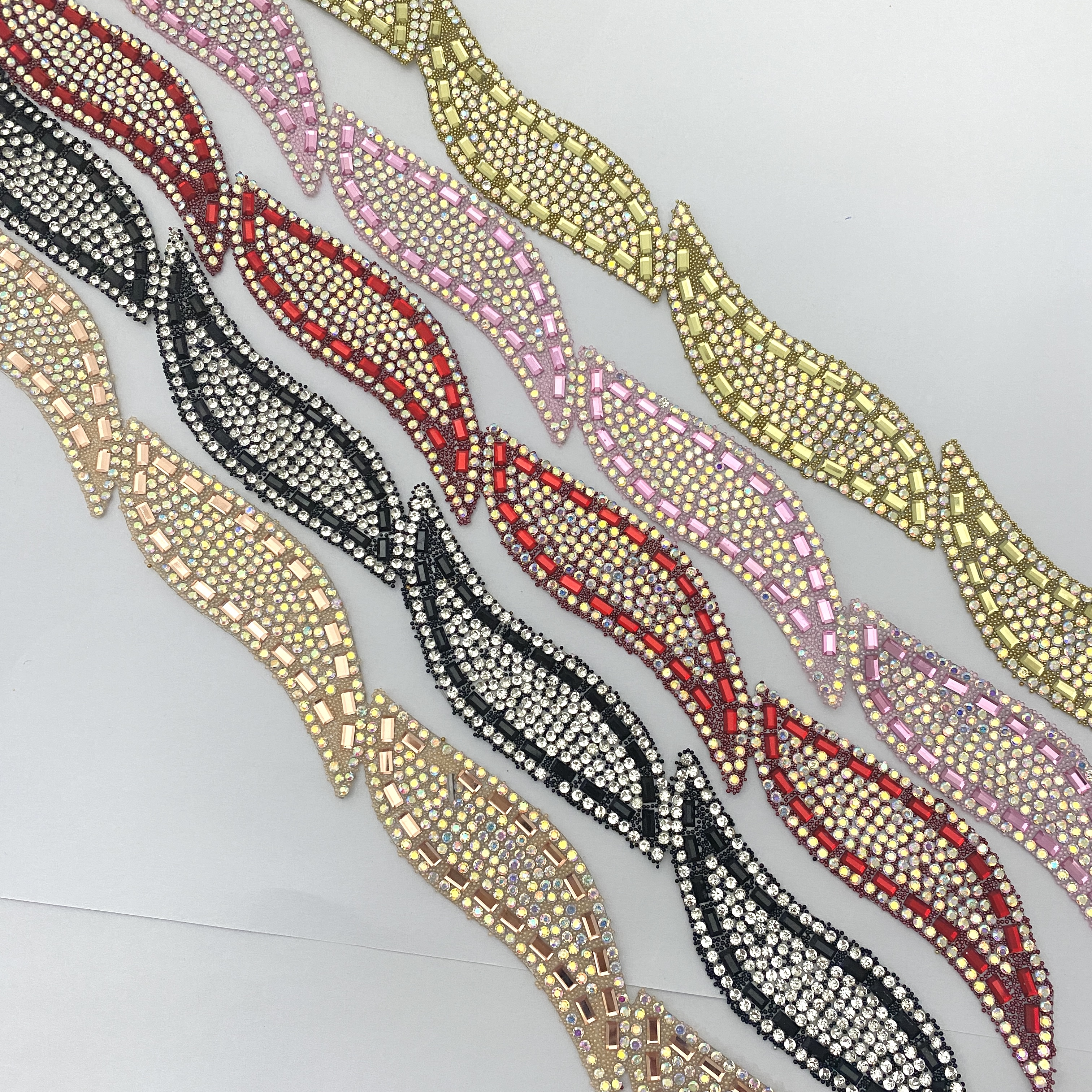 Hotfix rhinestone stripe for garment accessories Iron on glass sheet