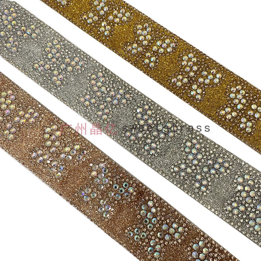 Hot Selling iron on resin trimming hotfix plastic gold Sparkling crystal a/b Rhinestone Different Col